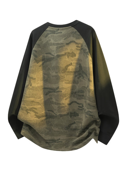 T-shirt à manches longues camouflage Raglan Vert Armée