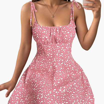 Robe d'été féminine style chic à bretelles et imprimé fleuri - Idéale pour sorties et vacances
