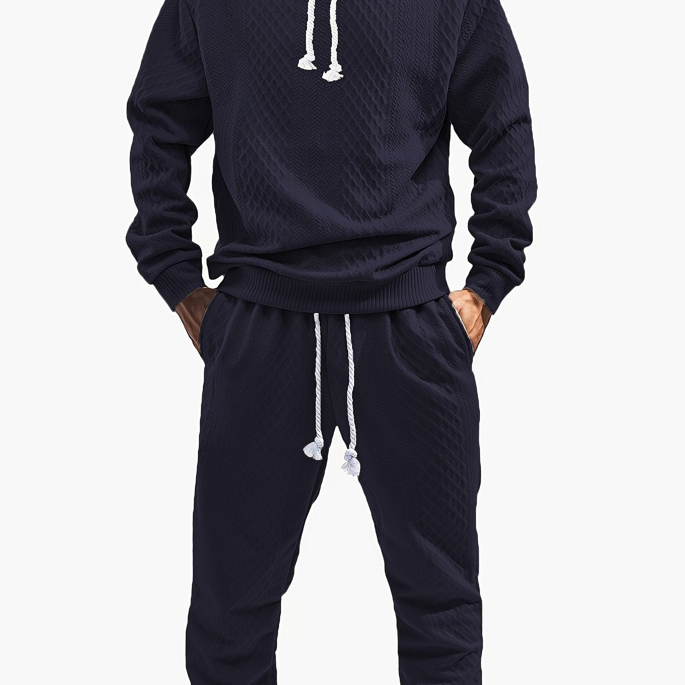Ensemble Survêtement Homme à Capuche Texture Chevron et Losange – Style Décontracté