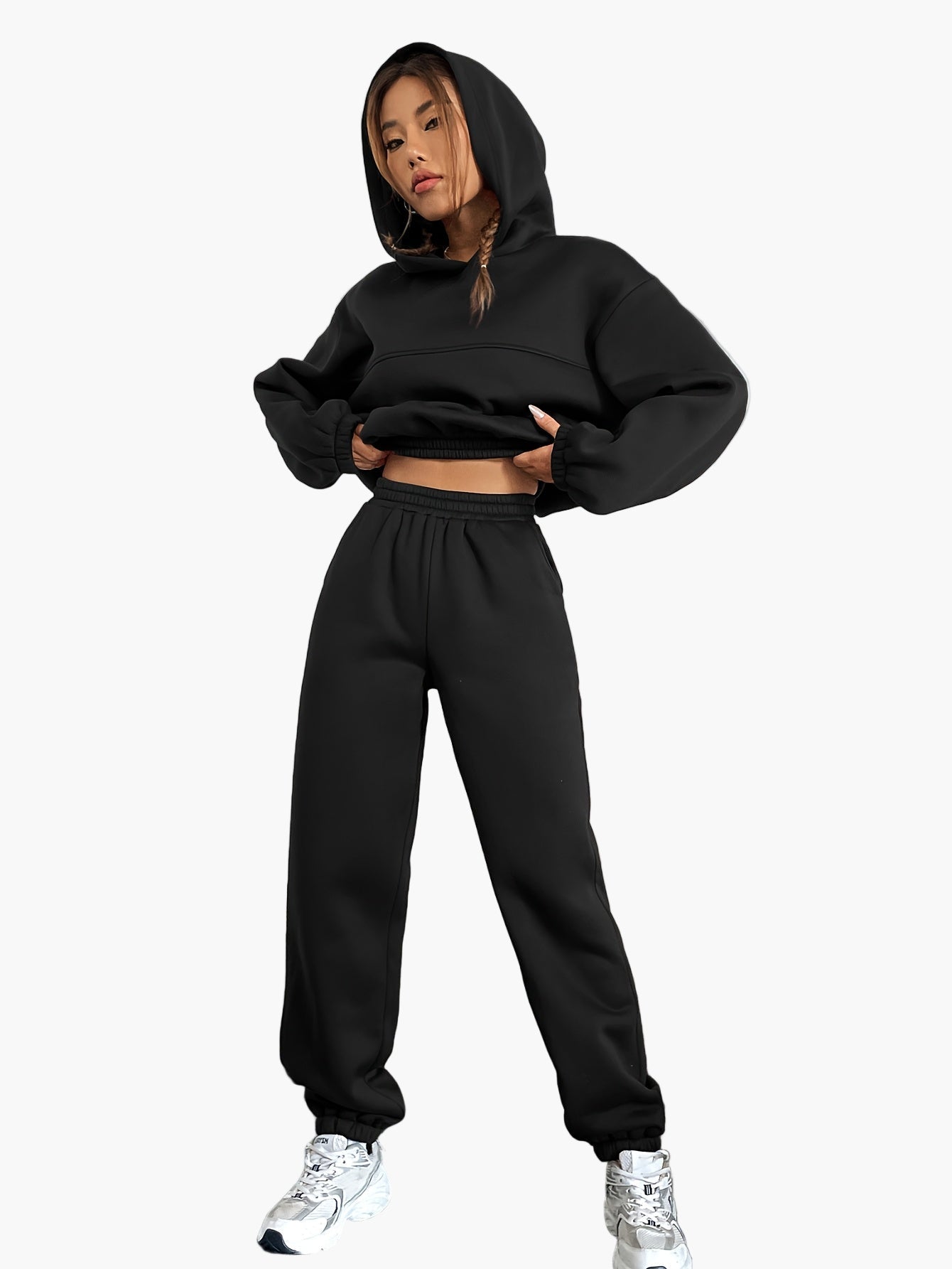 Lässiges Damen-Sportanzug-Set – Kapuzenpullover und Jogginghose – bequemer urbaner Stil