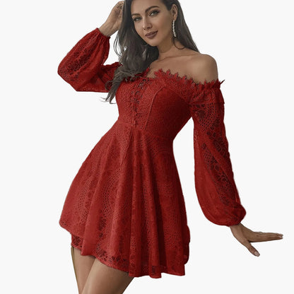 Vestido elegante con hombros descubiertos estilo bohemio para mujer – Noche, cóctel, primavera/verano
