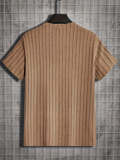 T-shirt à manches courtes pour homme style moderne à rayures texturées – Casual chic et polyvalent
