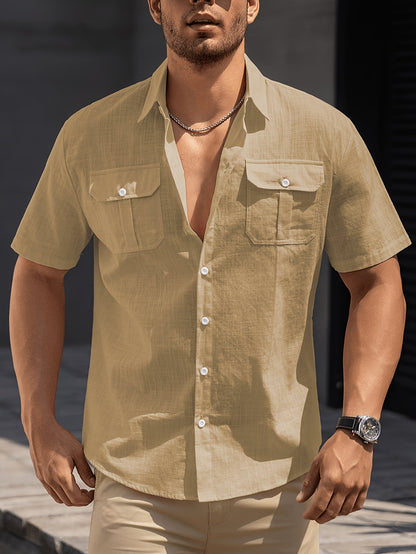 Kurzärmeliges Casual-Herrenhemd mit Taschen – ideal für Sommer und Freizeit