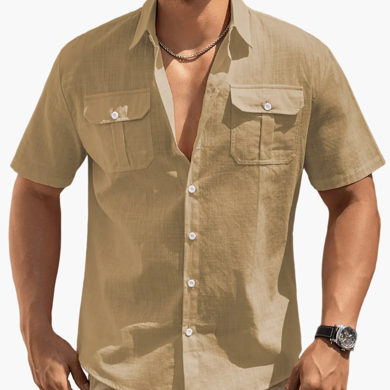 Kurzärmeliges Casual-Herrenhemd mit Taschen – ideal für Sommer und Freizeit