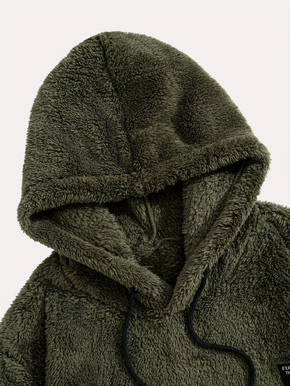 Sweat à Capuche Molletonné Chaud avec Cordon de Serrage et Poche Kangourou
