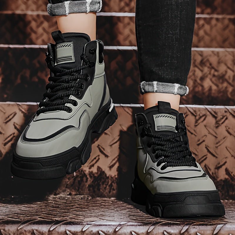 Bottes montantes pour homme, style décontracté, couleur unie
