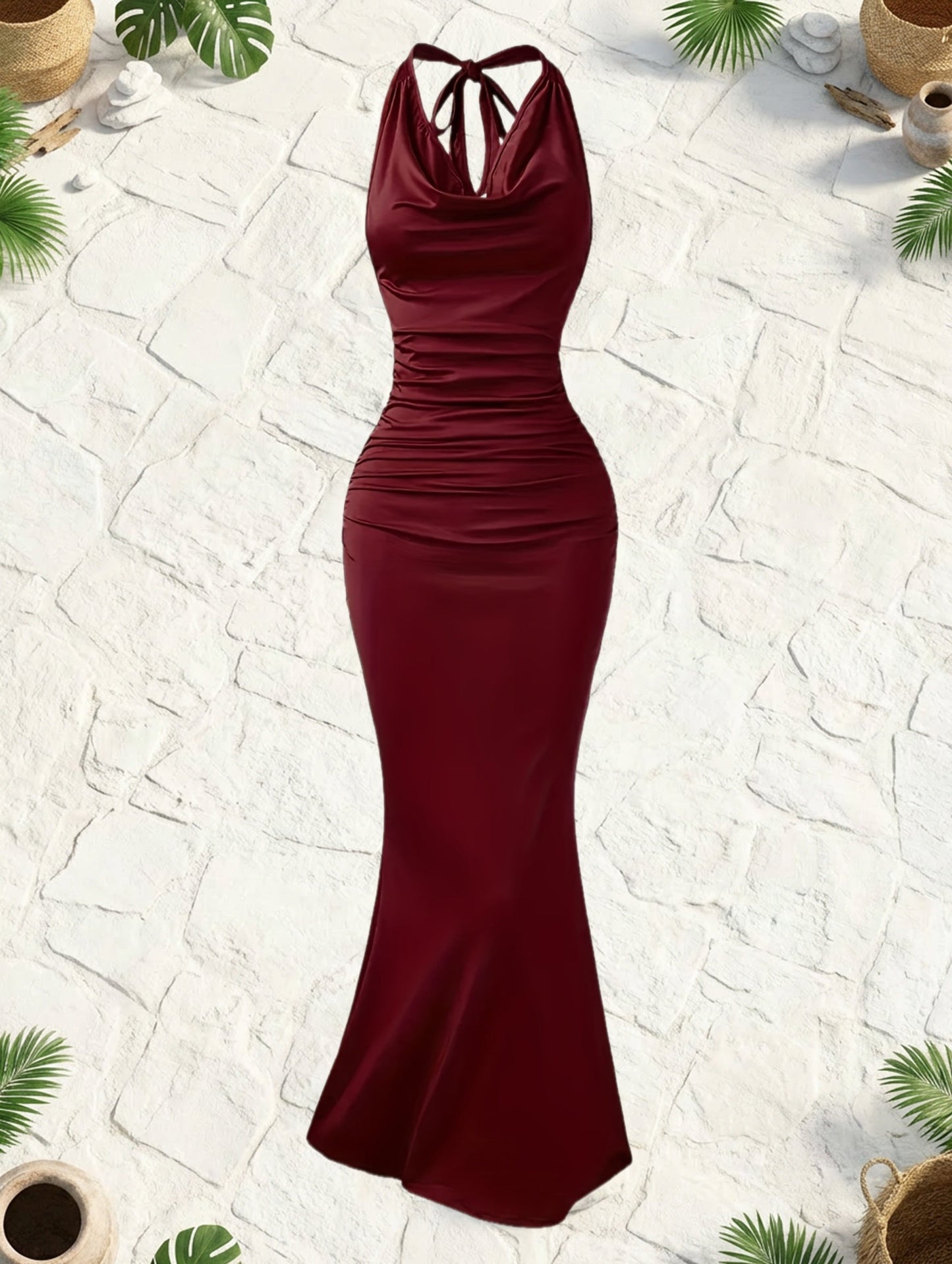 Robe de soirée sirène dos nu femme élégante style bal
