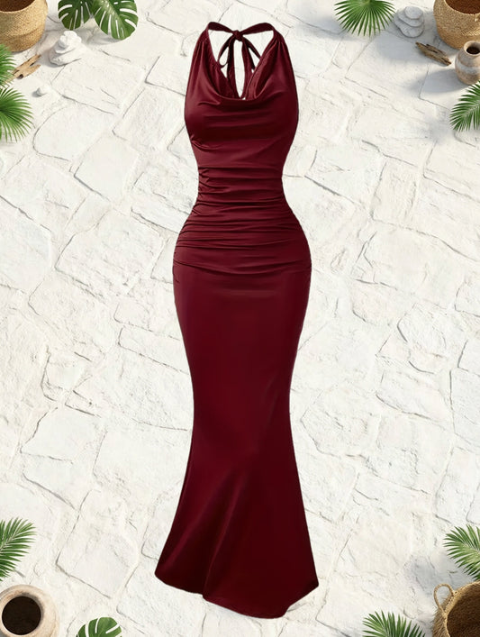 Robe de soirée sirène dos nu femme élégante style bal