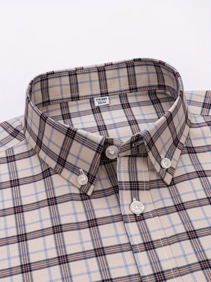 Chemise décontractée à carreaux pour homme, style week-end, manches longues, coupe régulière
