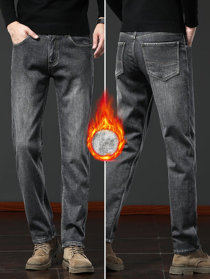 Jean homme doublé polaire coupe droite style décontracté bleu ou gris