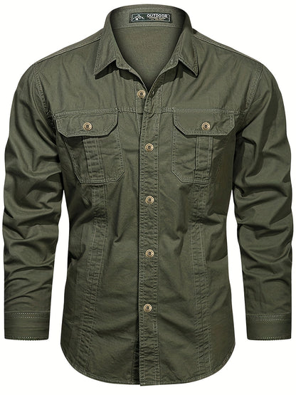 Camisa casual de manga larga para hombre estilo outdoor – Ideal para el fin de semana y el ocio