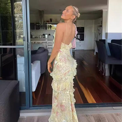 Robe Longue Femme Style Socialite Sexy pour Soirée ou Plage Sans Manches