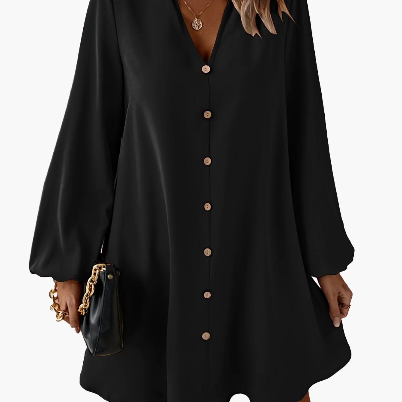 Abito camicia casual con bottoni da donna, stile chic e moderno, ideale per primavera ed estate