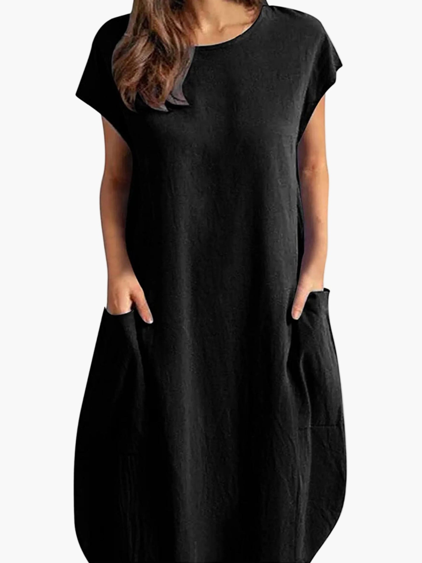 Robe Femme Décontractée Tunique Élégante à Manches Courtes pour Été et Printemps