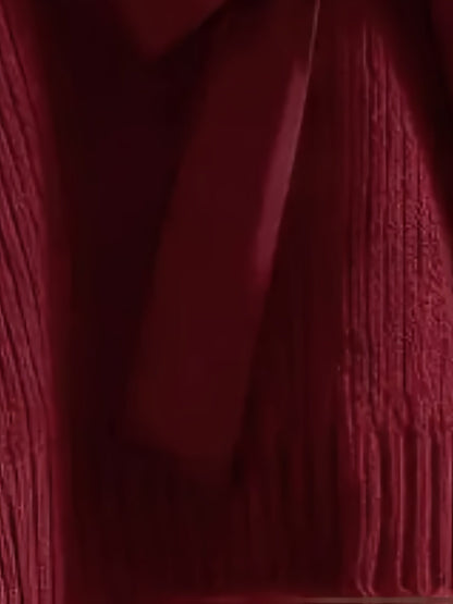 Pull en maille côtelée col V avec grand nœud décoratif pour femme