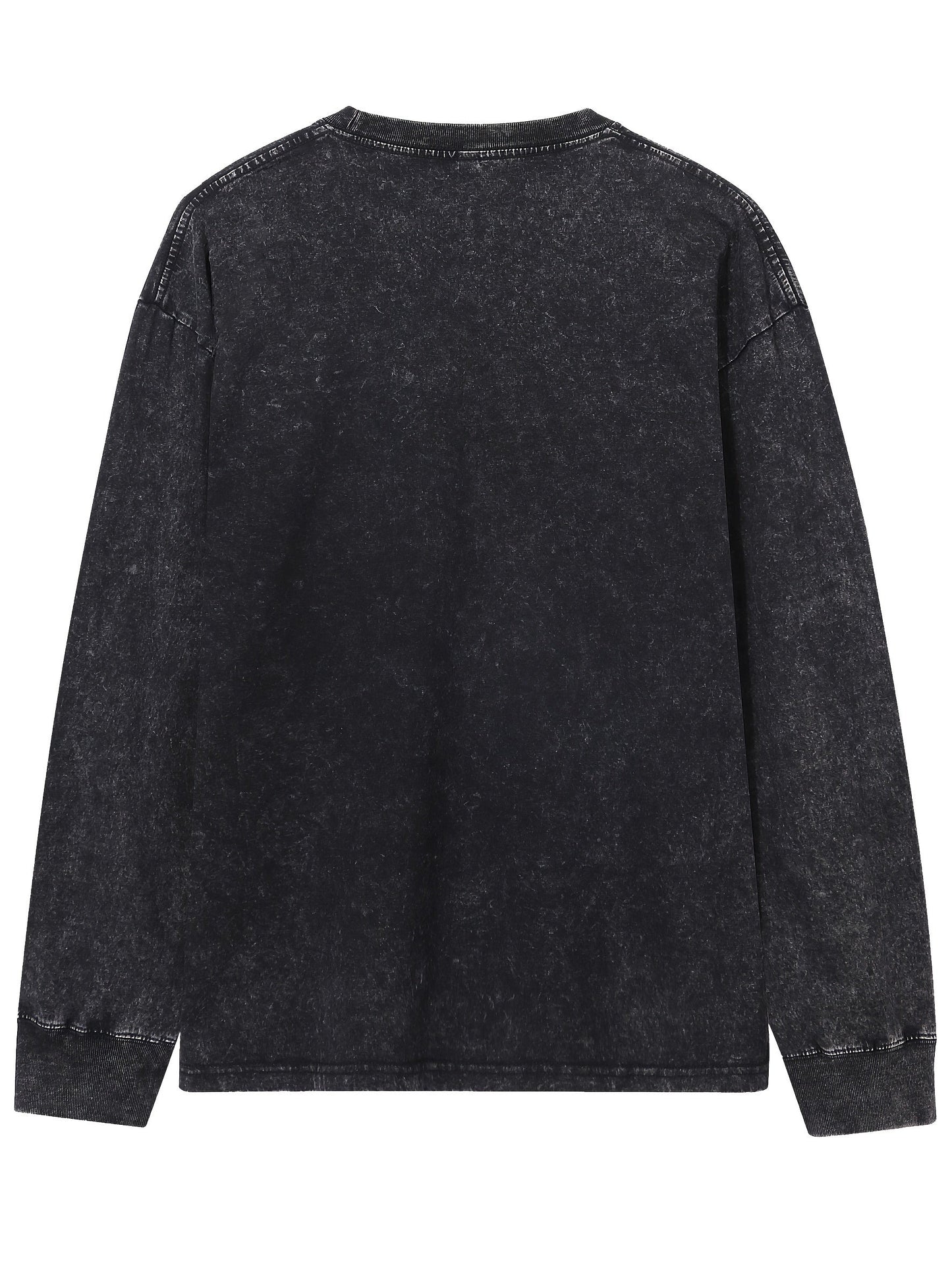 Sweat-shirt unisex lavé col rond décontracté à manches longues effet délavé
