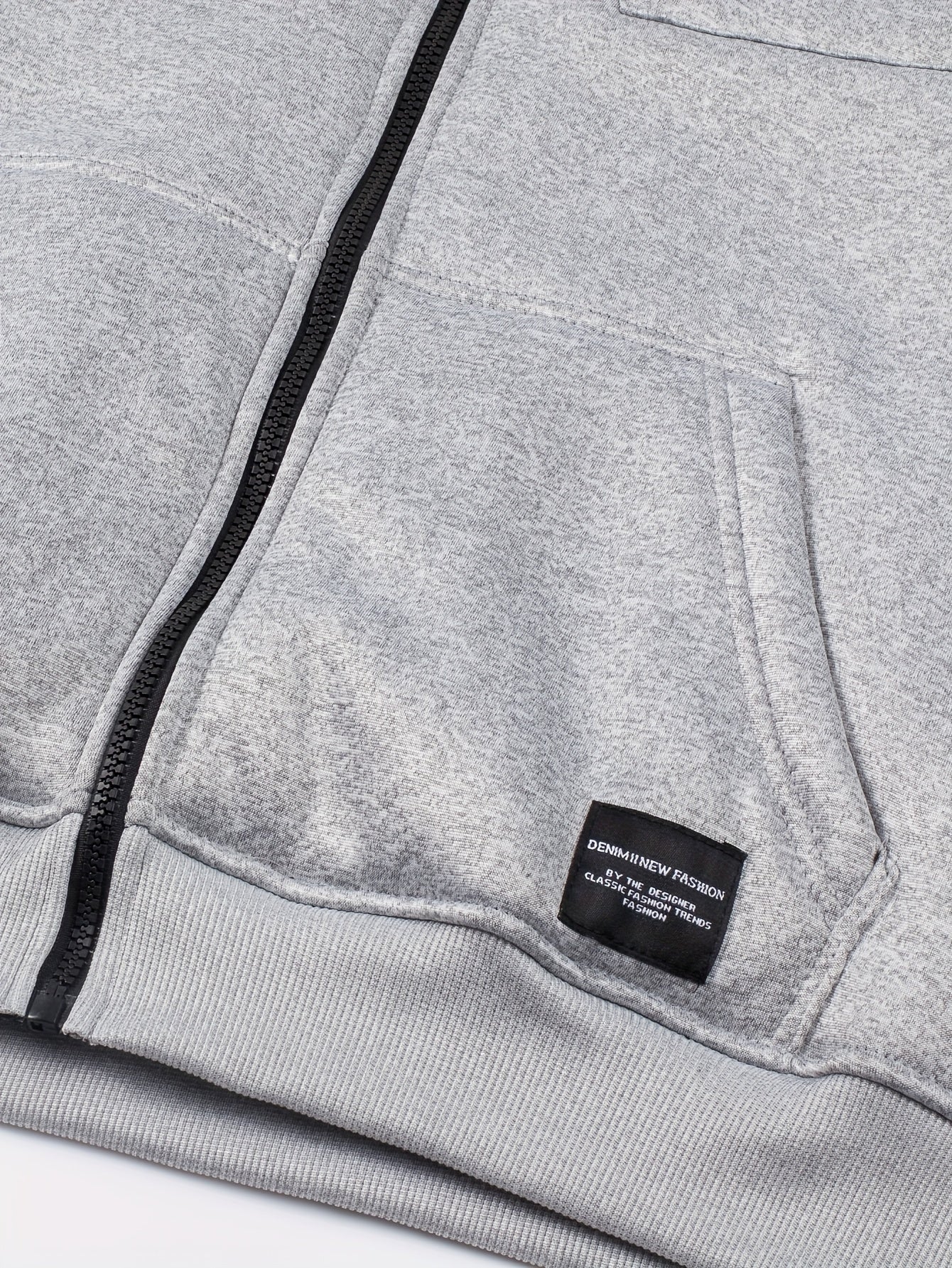 Sweat à Capuche Zippé Homme Doublure Molleton Gris Clair Chaud