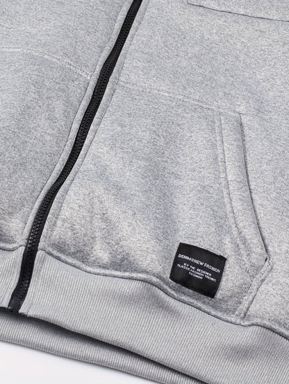 Sweat à Capuche Zippé Homme Doublure Molleton Gris Clair Chaud