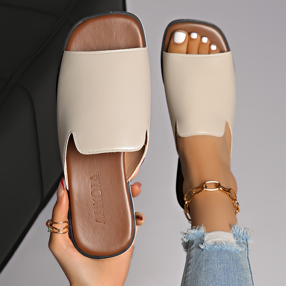 Damsandaler med fyrkantig tå, modern stil för vardagligt och elegant bruk