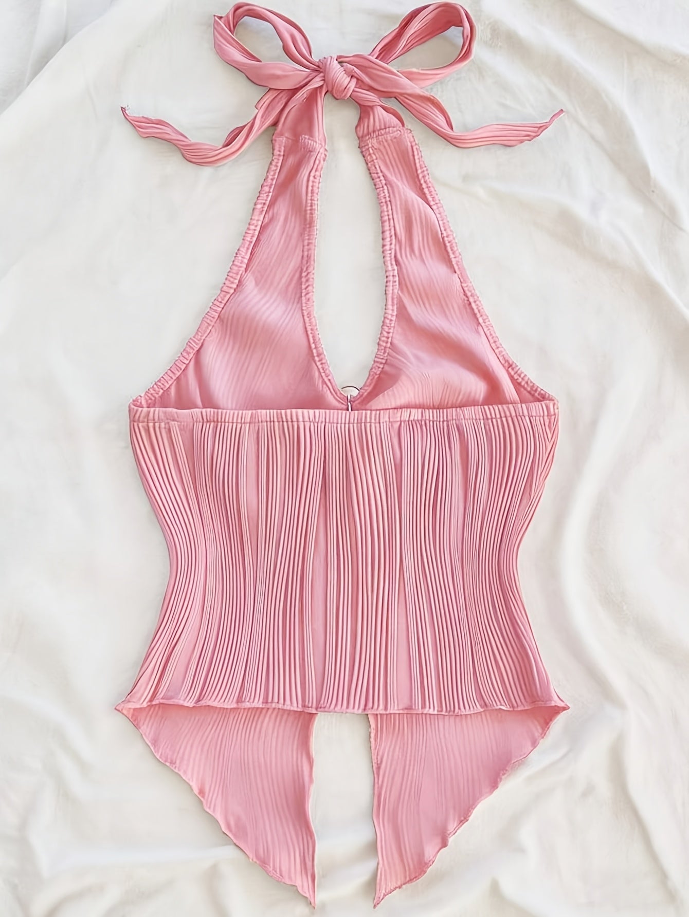 Top Femme Style Halter Élégant à Ourlet Asymétrique pour Sorties et Soirées