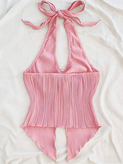 Top Femme Style Halter Élégant à Ourlet Asymétrique pour Sorties et Soirées