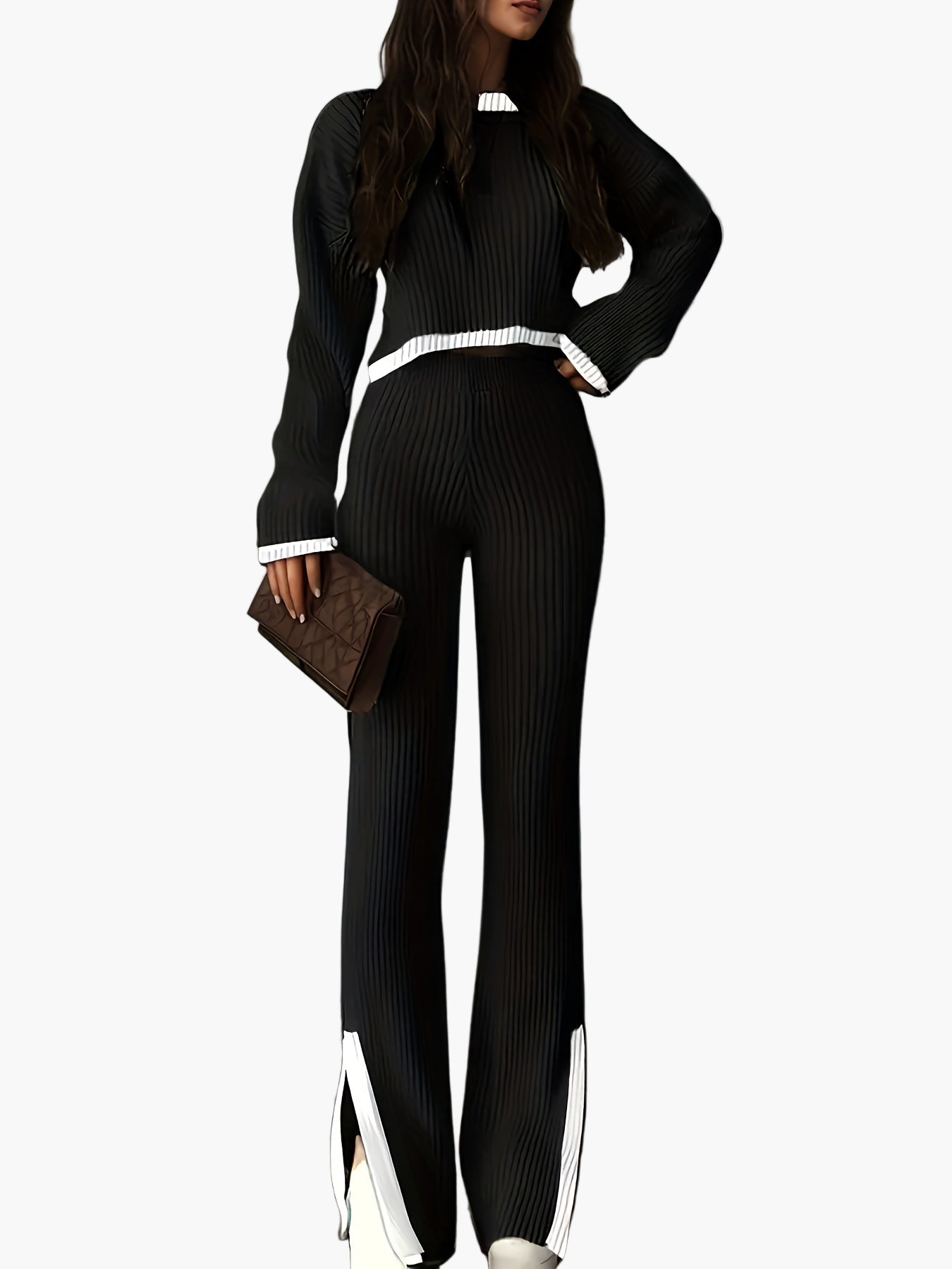 Conjunto de dos piezas para mujer estilo elegante para otoño/invierno – conjunto casual a la moda