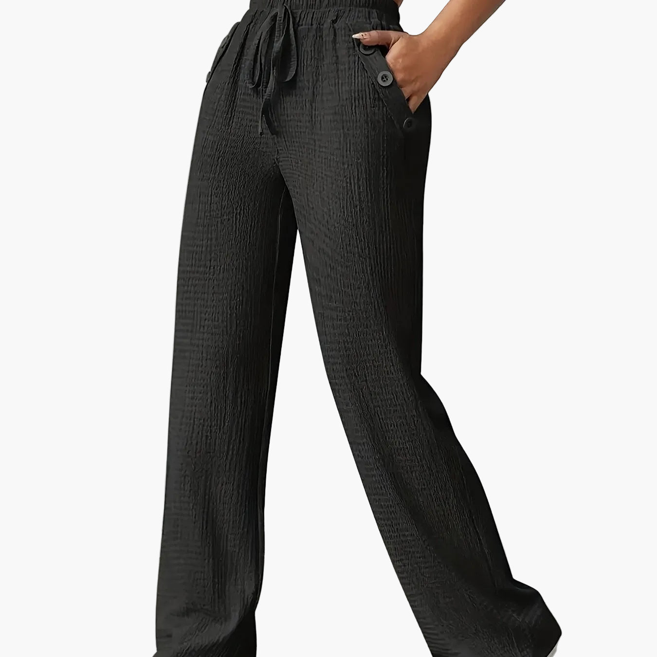 Pantalon décontracté droit taille haute pour femme - Style urbain chic et confortable