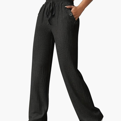 Pantalon décontracté droit taille haute pour femme - Style urbain chic et confortable