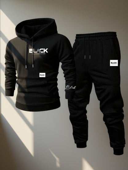 Ensemble Survêtement Homme Capuche et Pantalon Jogging Uni avec Cordon