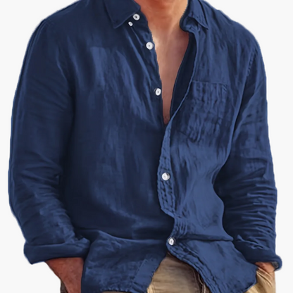 Chemise décontractée pour homme à manches longues style plage – Idéale pour sorties et vacances
