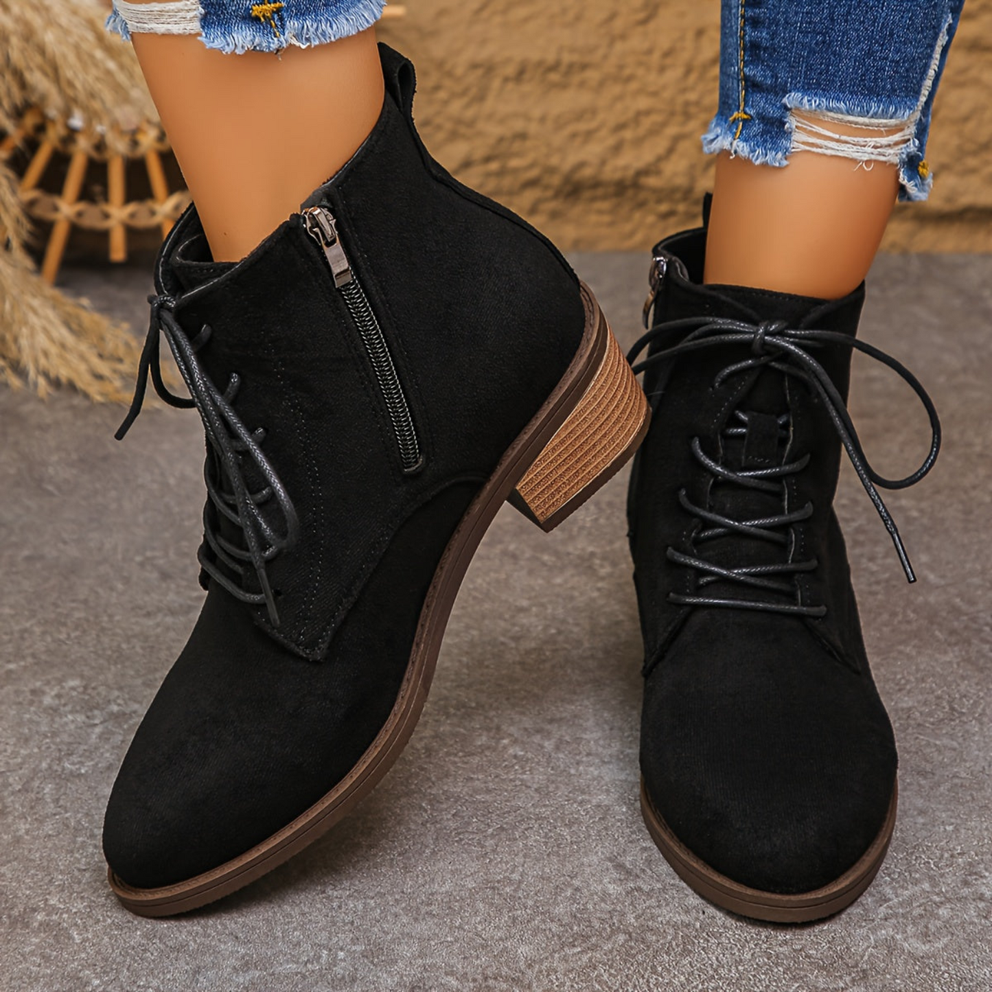 Bottes courtes à lacets pour femme – Plusieurs couleurs disponibles