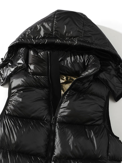 Doudoune sans manches à capuche matelassée zippée pour homme