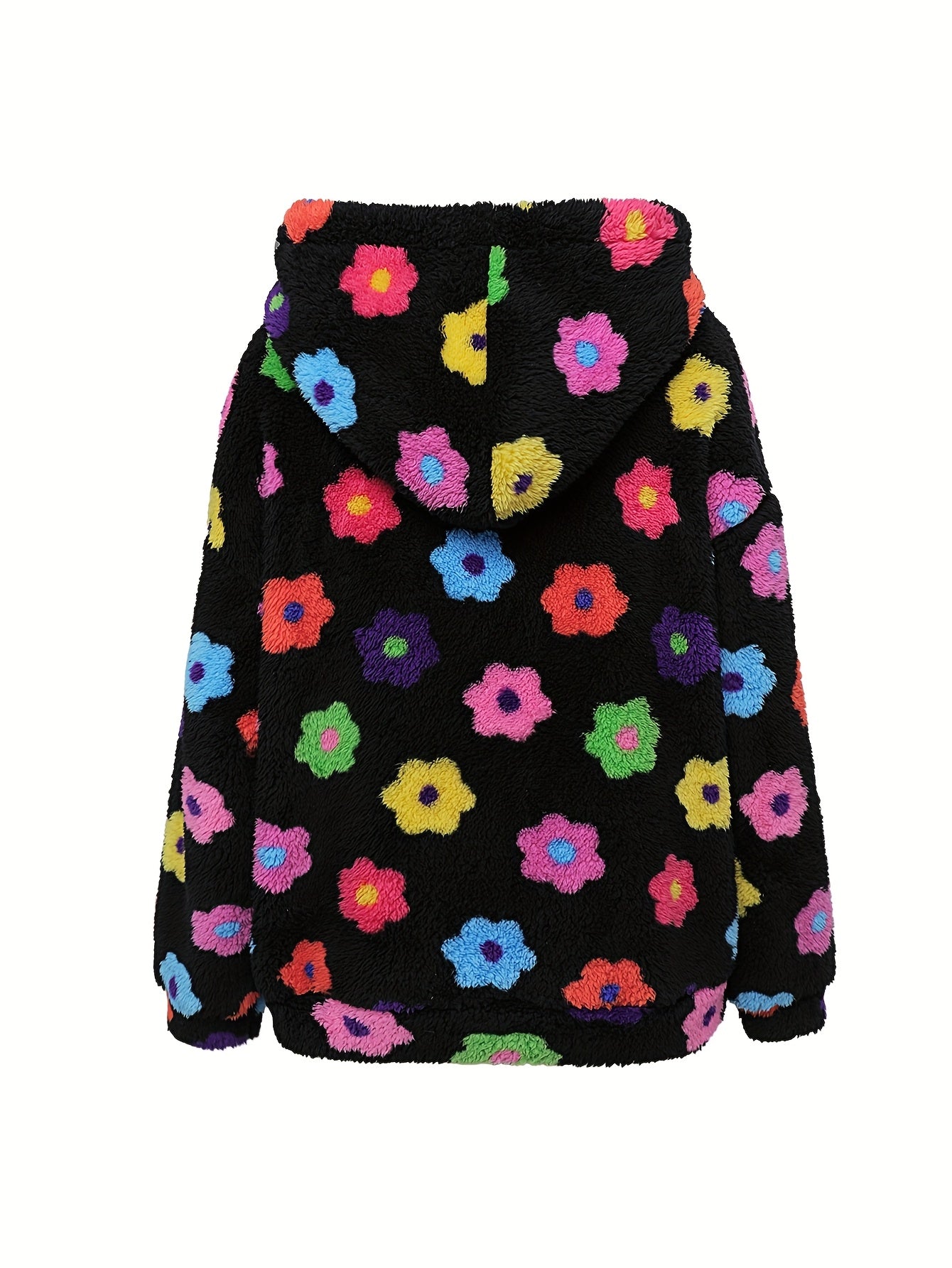 Veste à capuche douce motif fleurs colorées pour femme