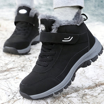 Chaussures montantes fourrées hiver avec semelle antidérapante et fermeture auto-agrippante