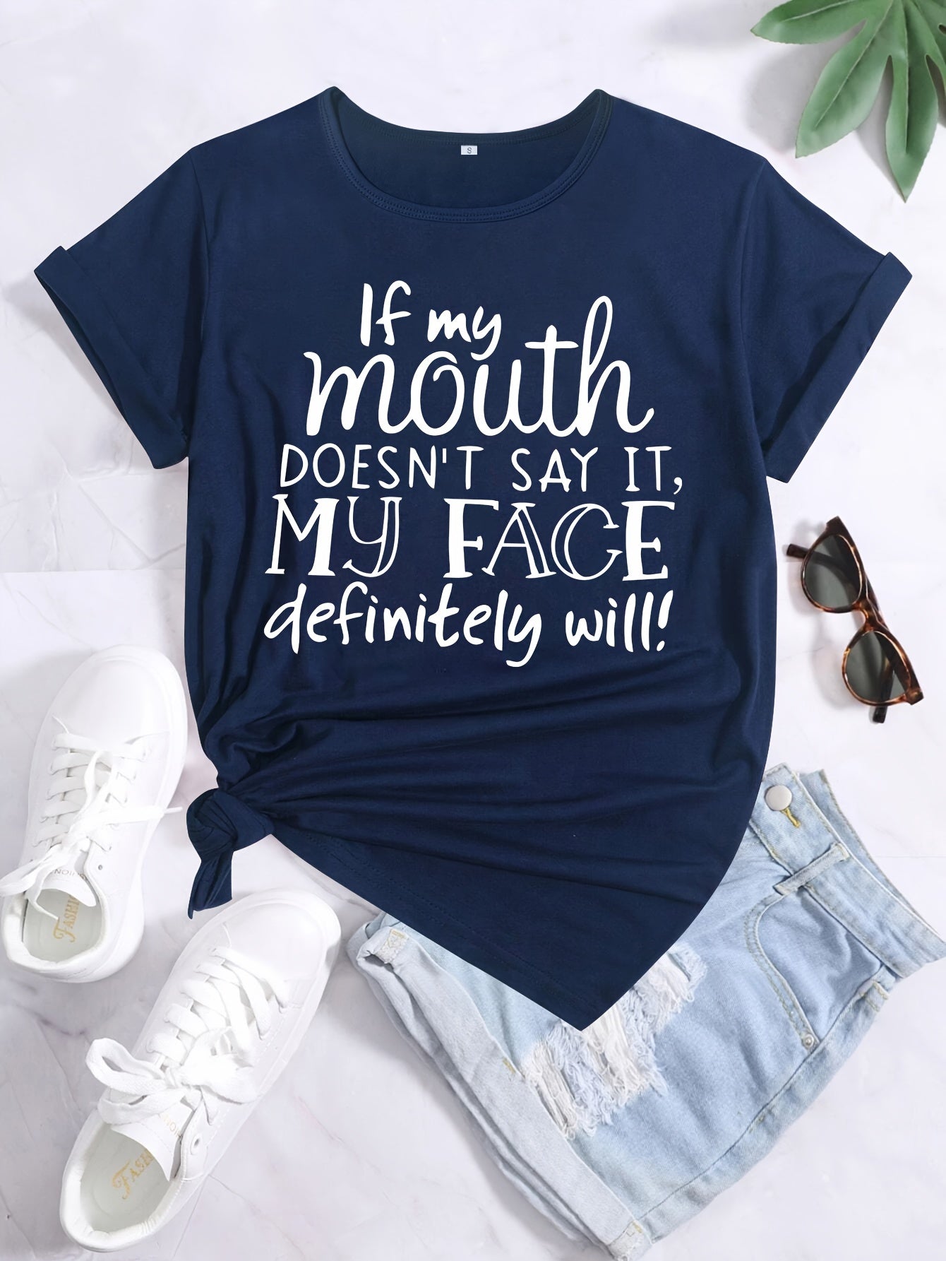 Casual dames T-shirt met humoristische tekst – Ideaal voor de zomer, trendy stijl