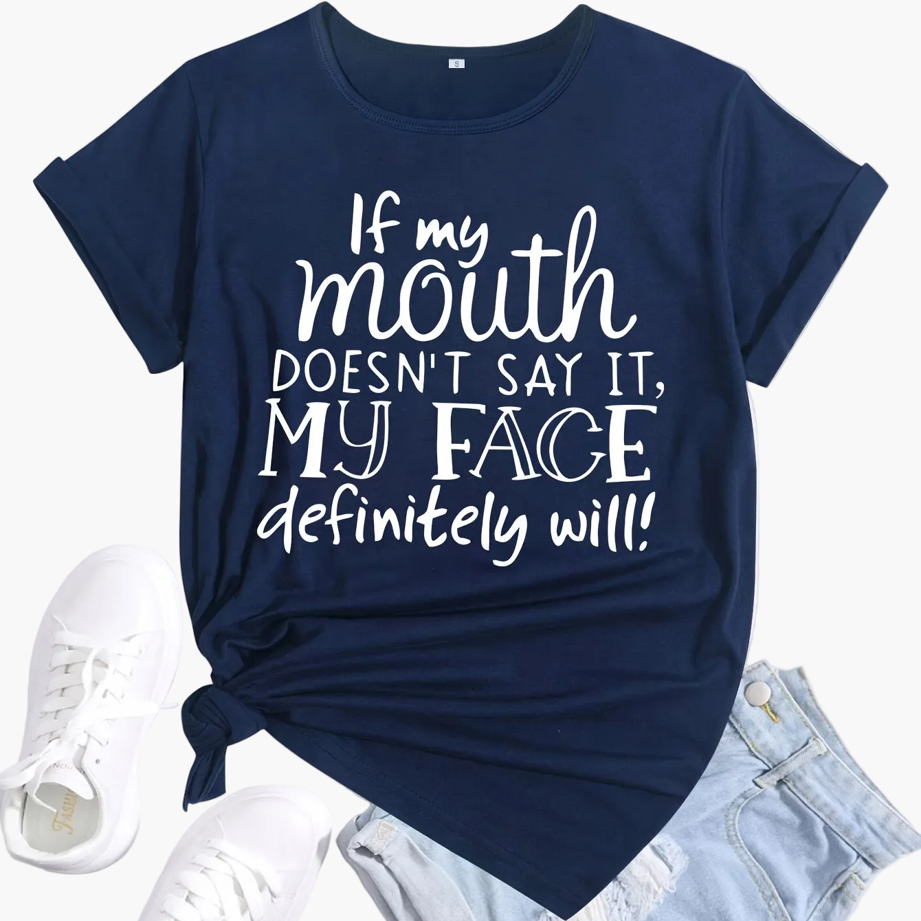 Casual dames T-shirt met humoristische tekst – Ideaal voor de zomer, trendy stijl