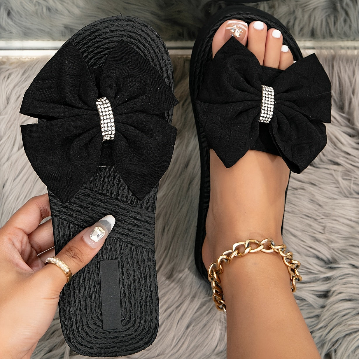 Sandales mules à grand nœud élégant pour femme – Style chic et décontracté