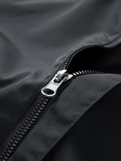 Veste à Capuche Noire Imprimé Dragon Rouge Fermeture Éclair Homme