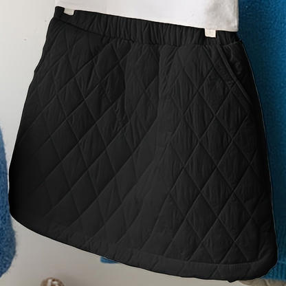 Jupe courte matelassée coupe trapèze taille élastique pour femme