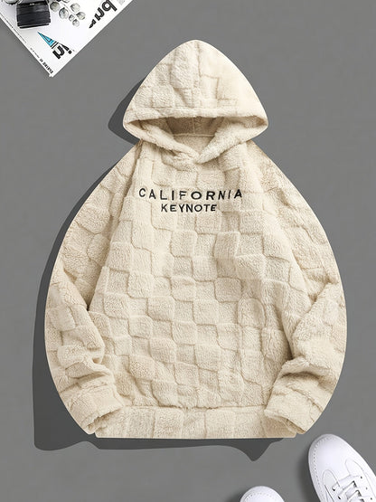 Sweat à capuche doux texturé en peluche pour homme avec motif « California Keynote »