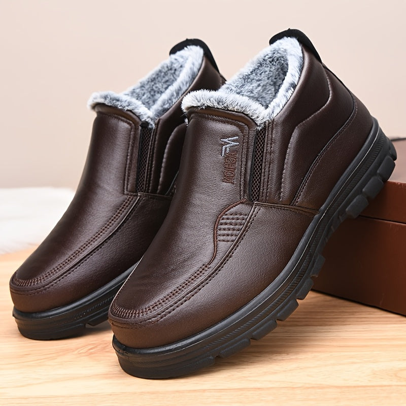 Bottes courtes homme fourrées marron foncé antidérapantes