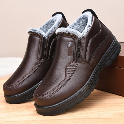 Bottes courtes homme fourrées marron foncé antidérapantes