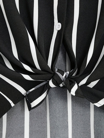 Chemise nouée à rayures style élégant pour femme - idéale pour l'été