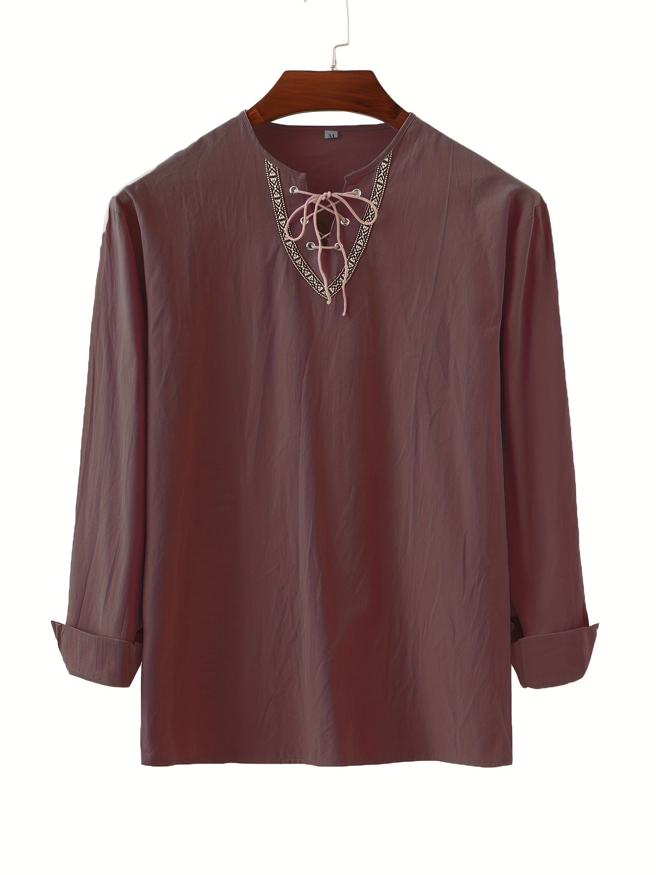Vintage skjorte med snøret krave til mænd - afslappet og elegant stil
