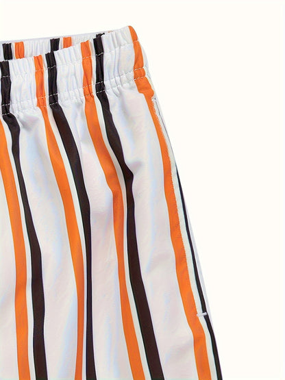 Short de bain homme à rayures style décontracté pour plage et piscine