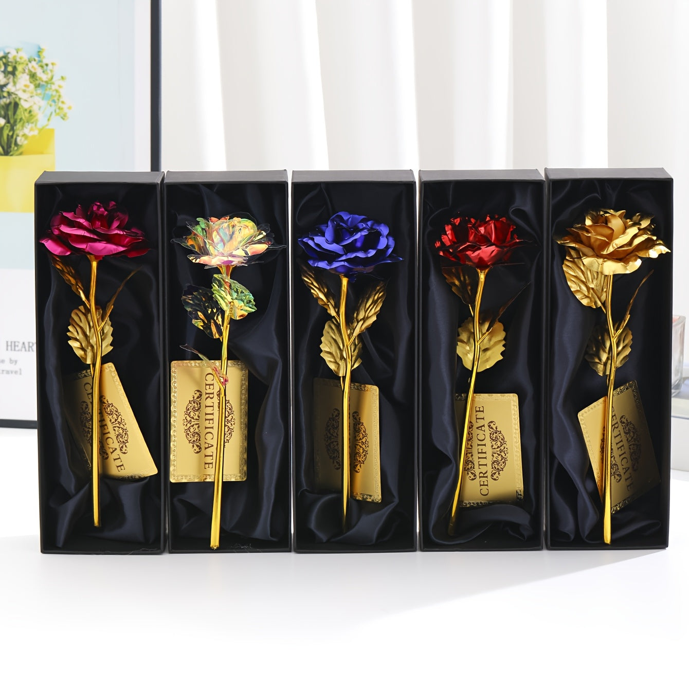 Rose décorative en coffret cadeau – Idée cadeau romantique pour femme – Objet d’ornement élégant