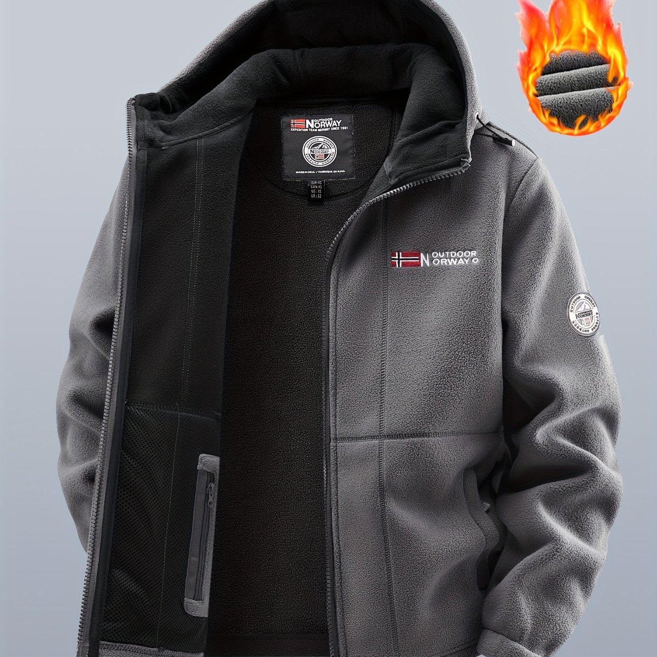 Veste polaire à capuche homme Bleu marine double épaisseur extérieur
