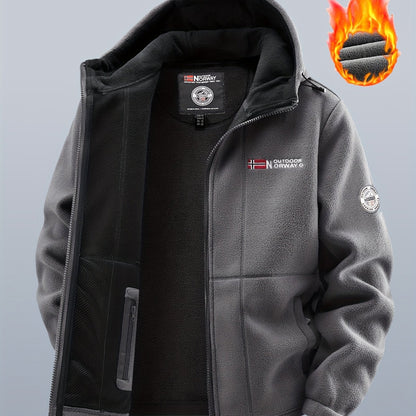 Veste polaire à capuche homme Bleu marine double épaisseur extérieur