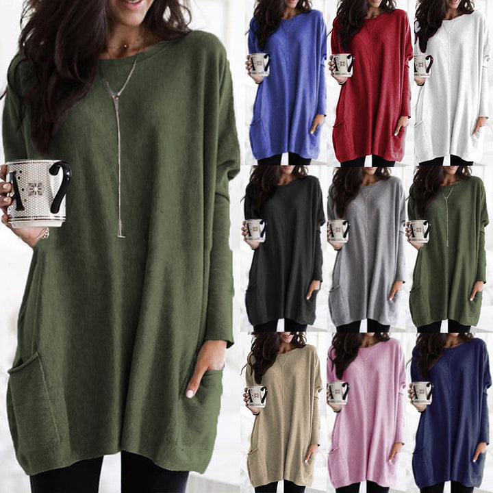 Robe pull longue décontractée pour femme – style ample et confortable, idéal pour l’automne et l’hiver