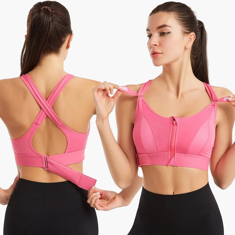 Soutien-Gorge de Sport Femme à Zip Frontal Grand Maintien – Dos Croisé Ajustable pour Entraînement Intensif et Confort Quotidien